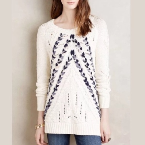 Anthropologie Sweaters - Anthropologie Knitted & Knotted Ivory Pullover Size S